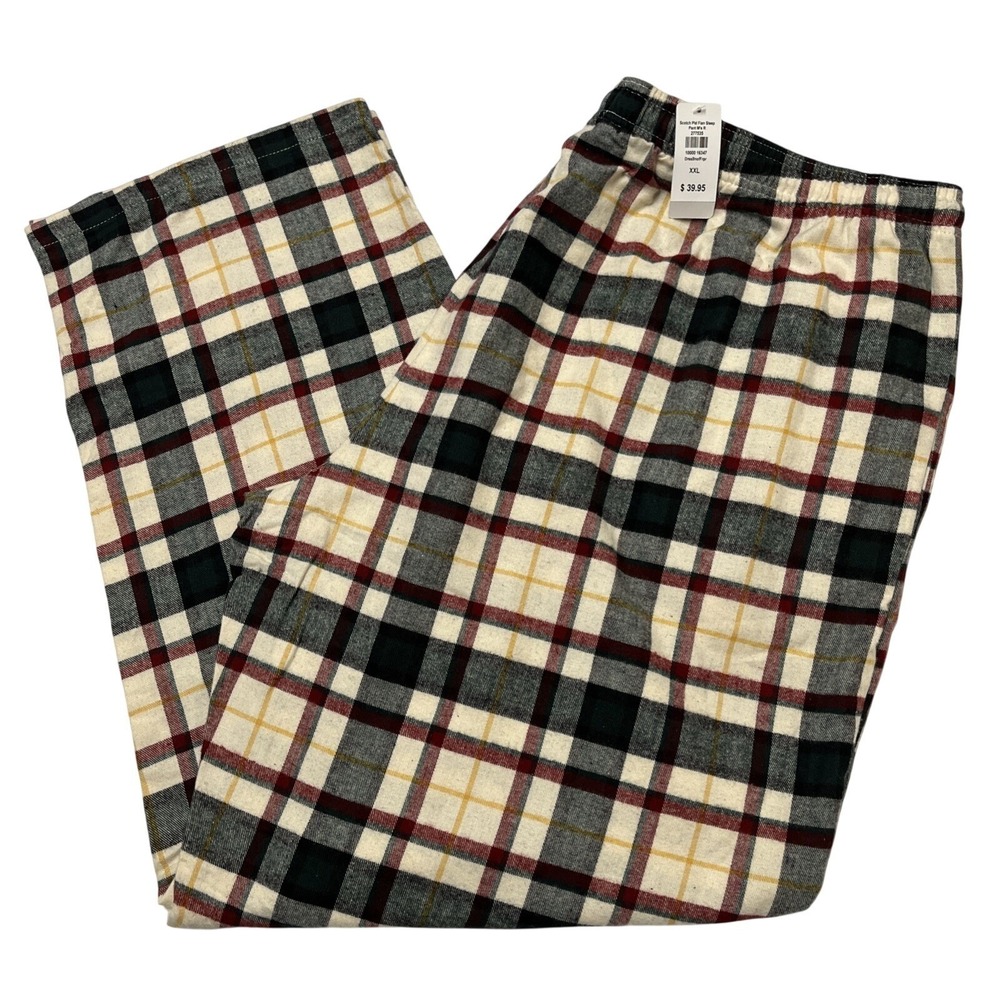 LL Bean Sleep‎ Pant Scotch Plaid Flannel Pull On Elastic Waist Mens XXL Lounge